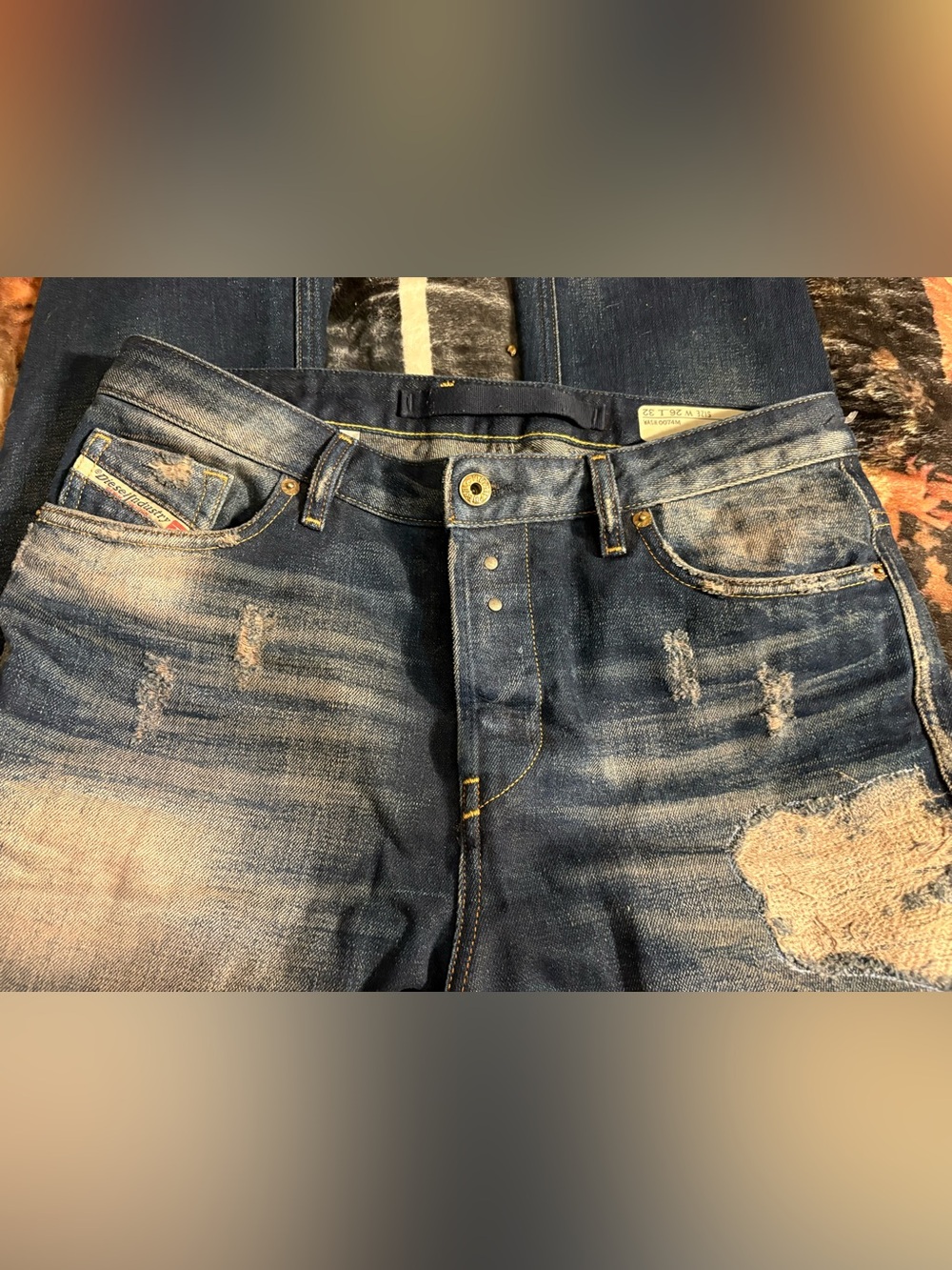 Diesel Women's Distressed Dark Indigo Boyfriend Jeans 26/26